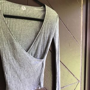 BP Lettuce Edge Ribbed Women’s Top XS Grey